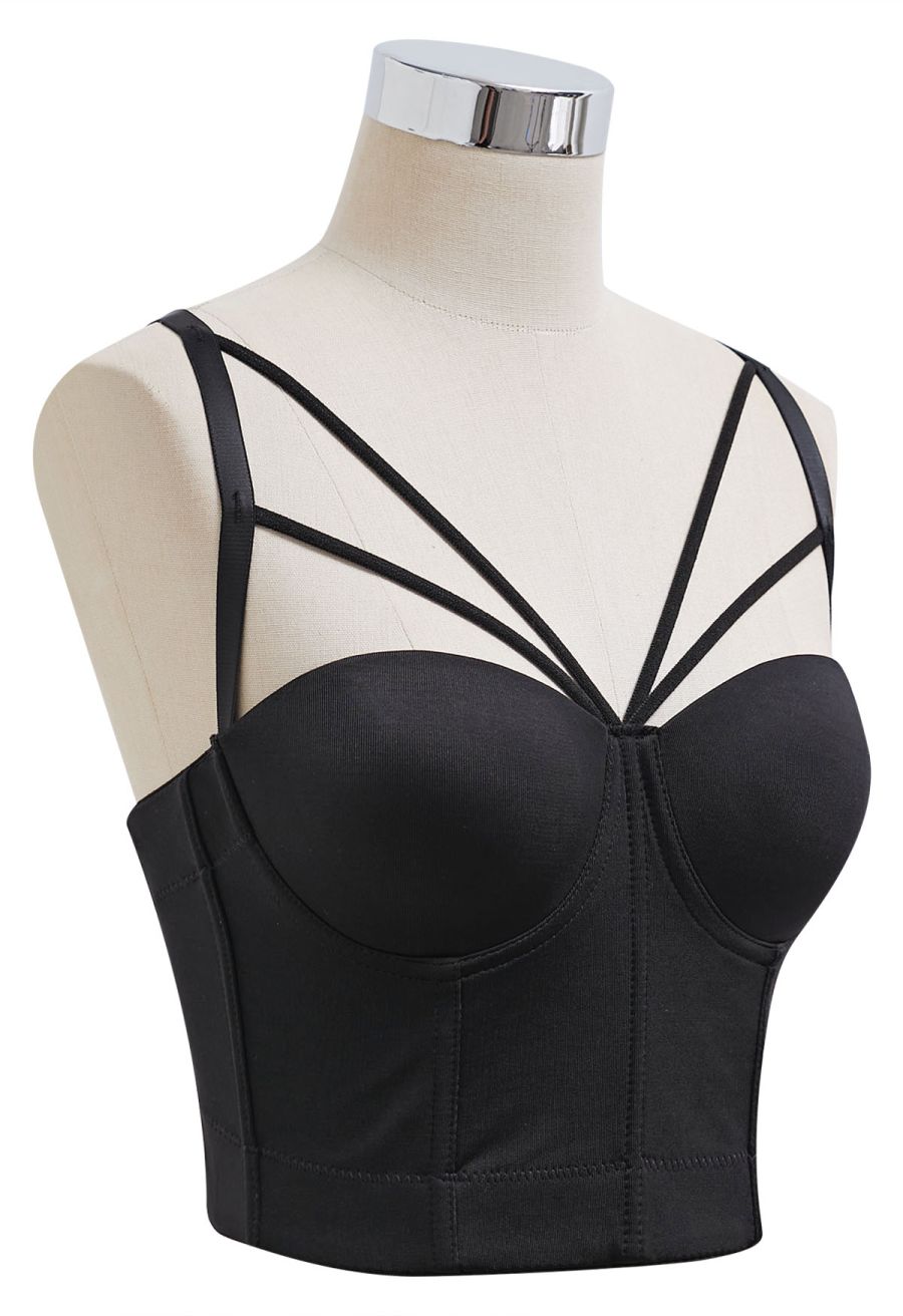 Flattering Corset Push-Up Bra Top in Black