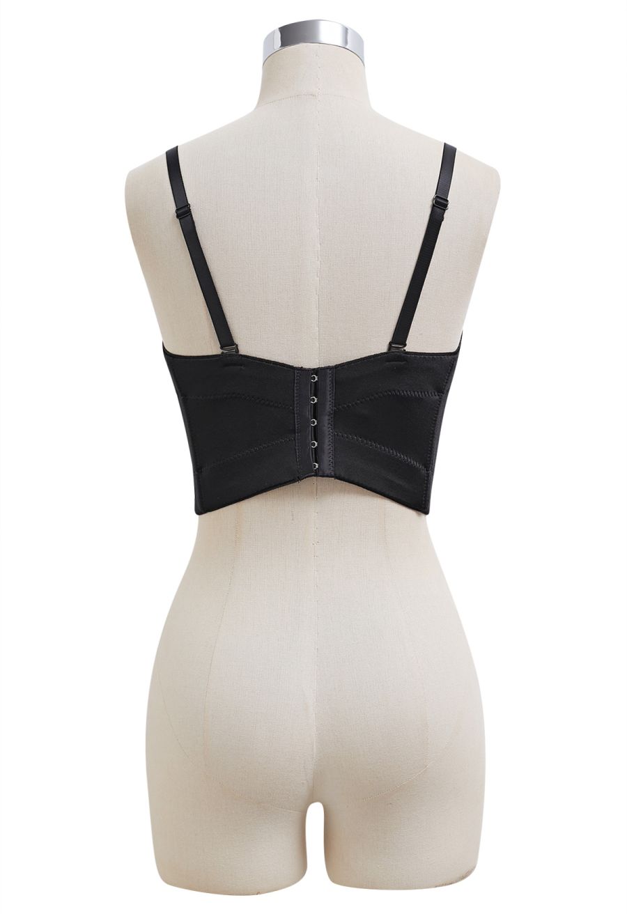 Flattering Corset Push-Up Bra Top in Black