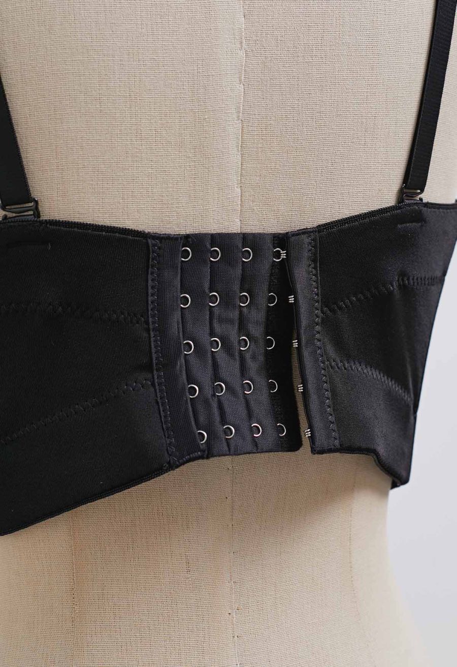 Flattering Corset Push-Up Bra Top in Black