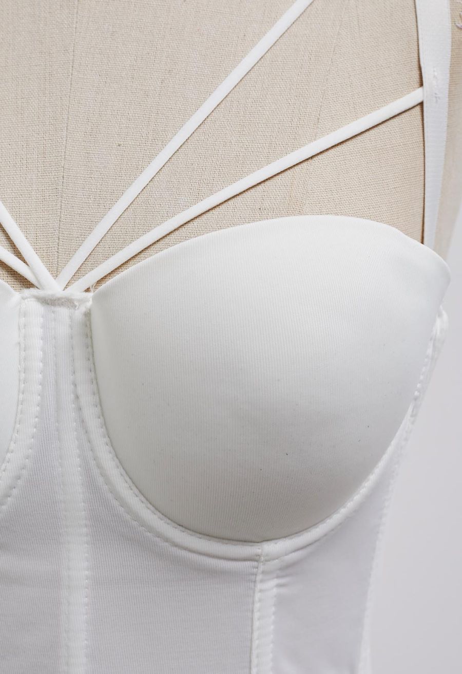 Flattering Corset Push-Up Bra Top in White