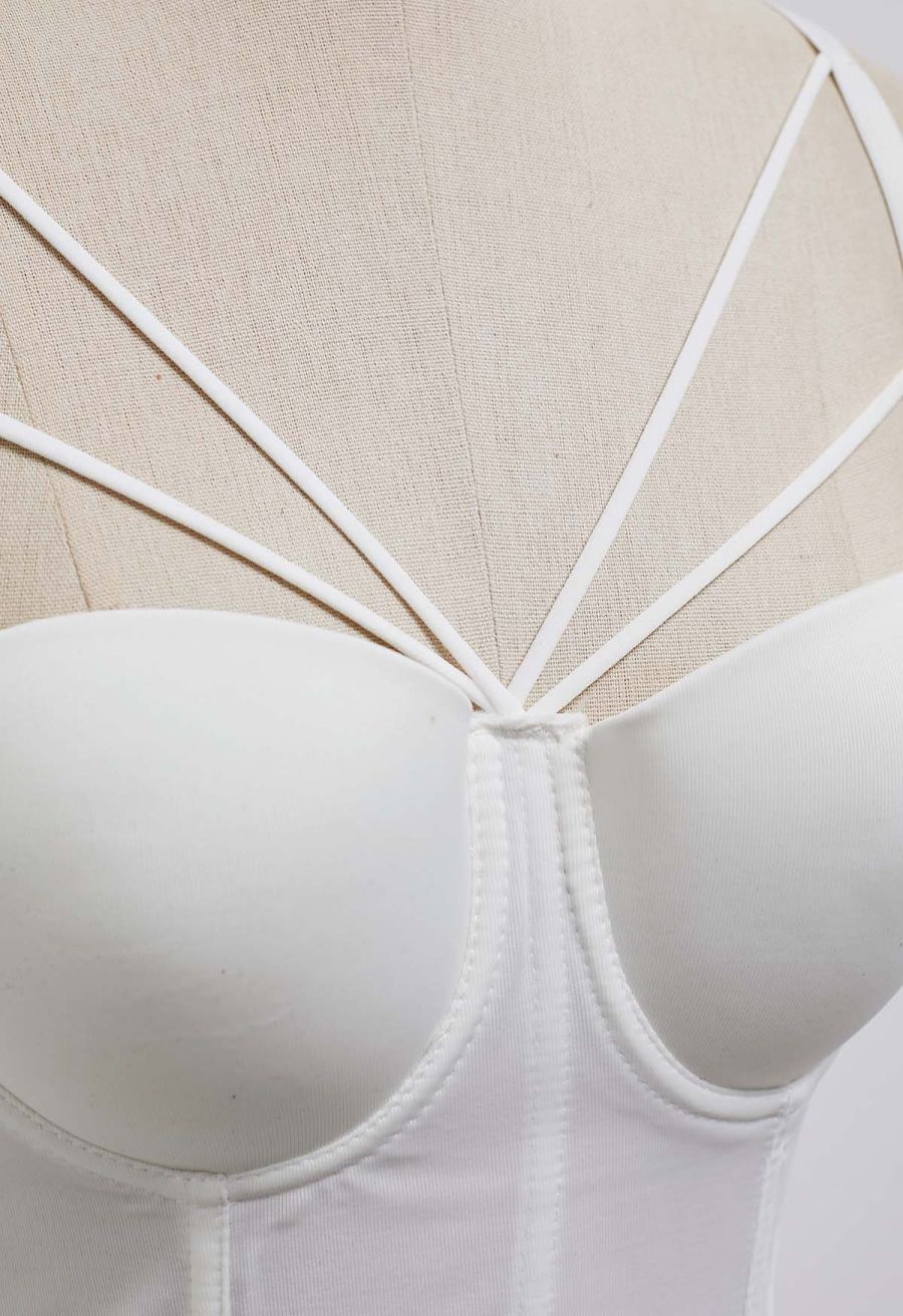 Flattering Corset Push-Up Bra Top in White