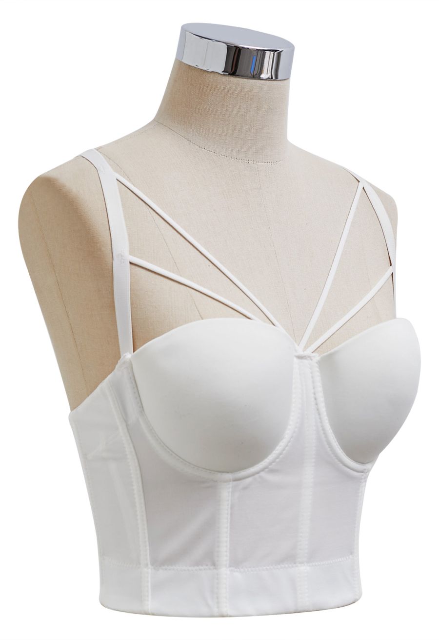 Flattering Corset Push-Up Bra Top in White