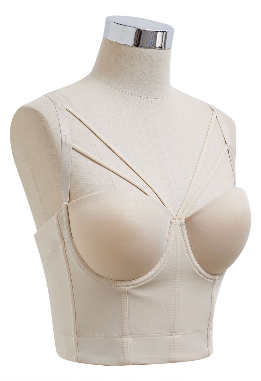 Flattering Corset Push-Up Bra Top in Apricot