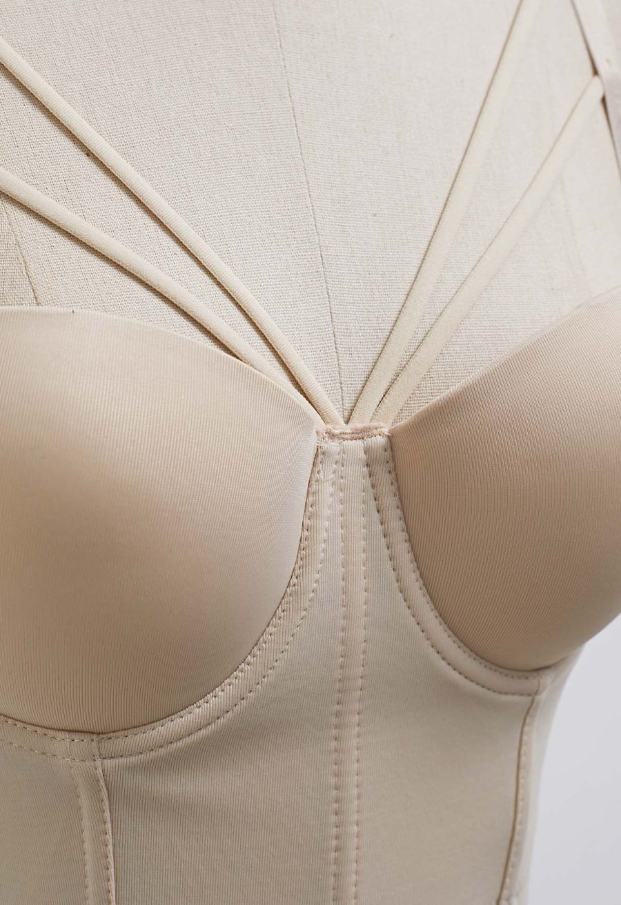 Flattering Corset Push-Up Bra Top in Apricot