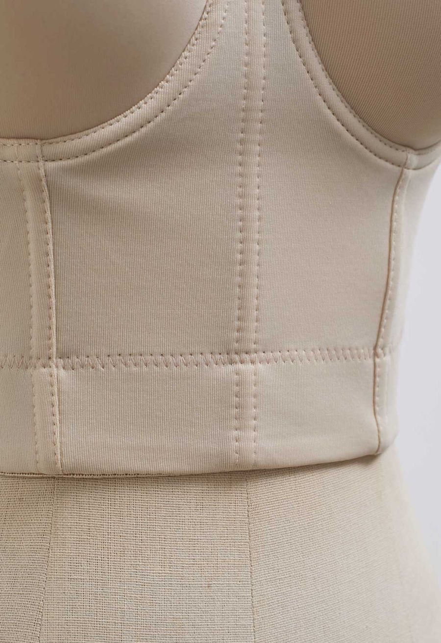 Flattering Corset Push-Up Bra Top in Apricot