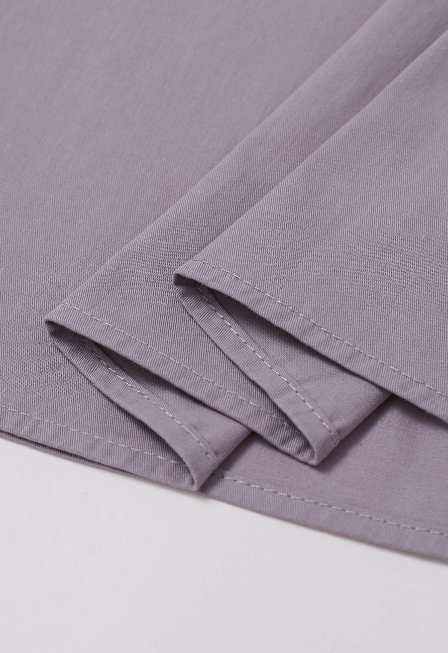 Solid Color Elasticated Waistband Cotton Maxi Skirt in Mauve
