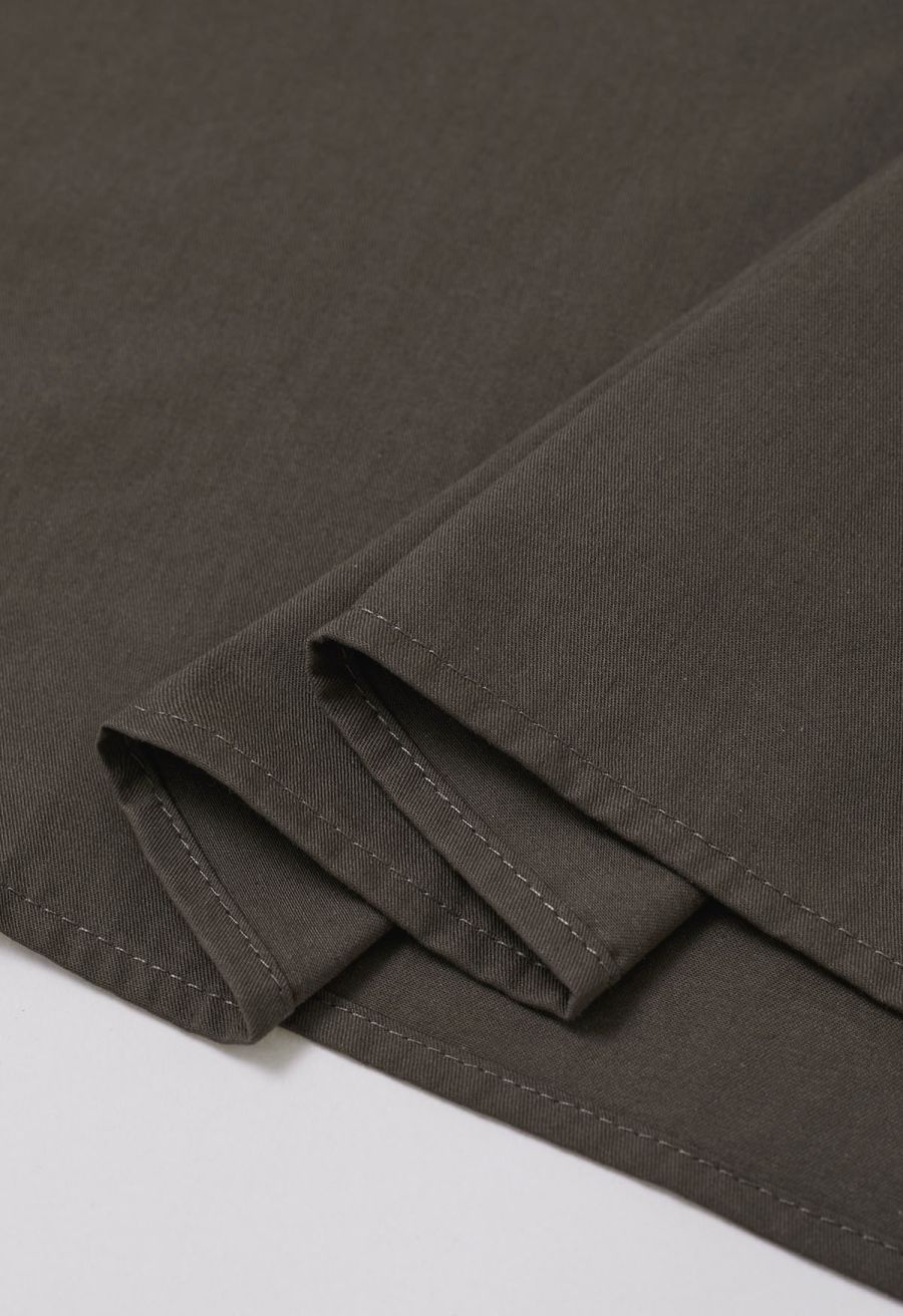 Solid Color Elasticated Waistband Cotton Maxi Skirt in Chocolate