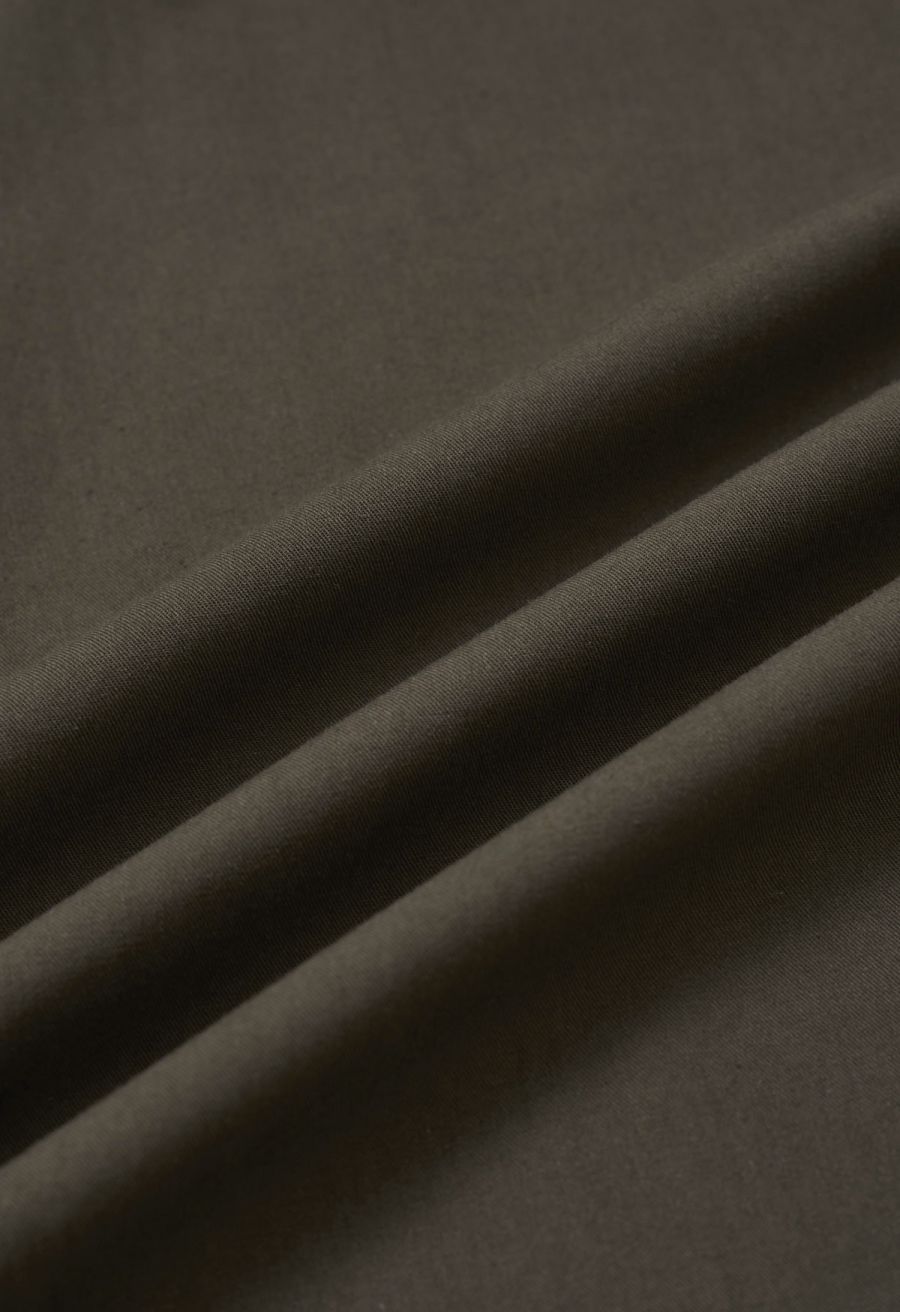 Solid Color Elasticated Waistband Cotton Maxi Skirt in Chocolate