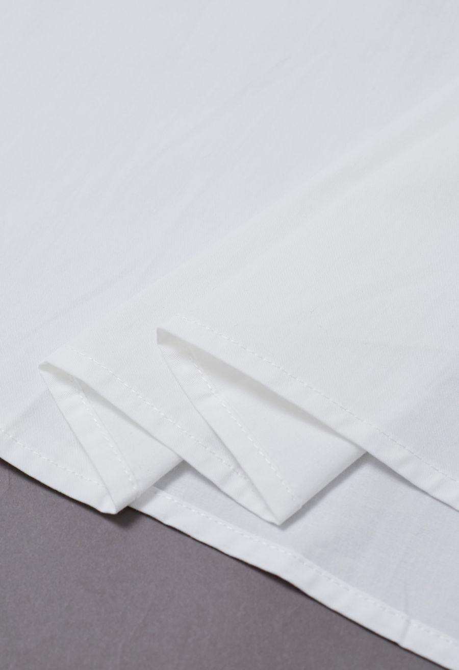 Solid Color Elasticated Waistband Cotton Maxi Skirt in White