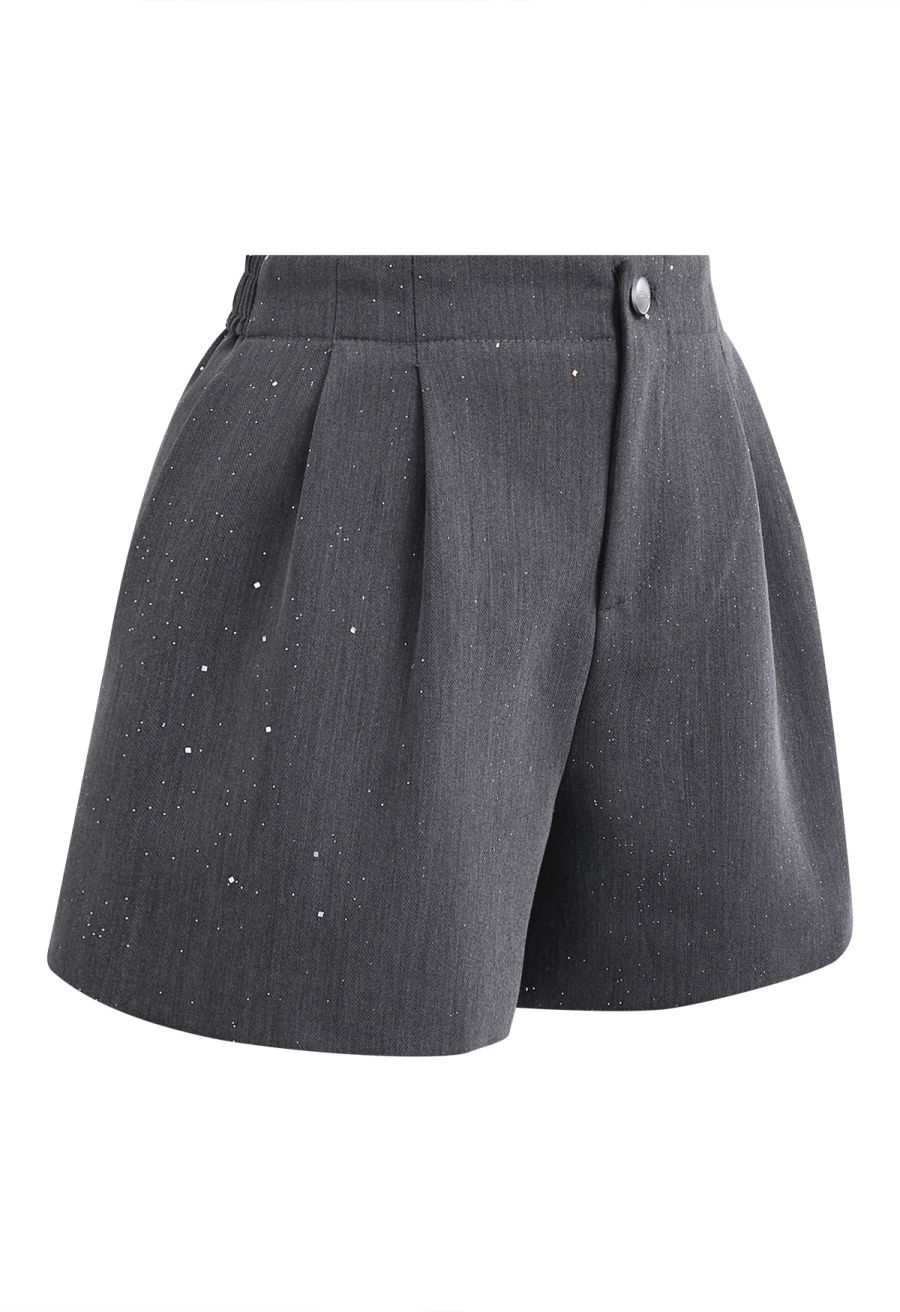 Gleaming Half Elasticated Waistband Shorts in Smoke