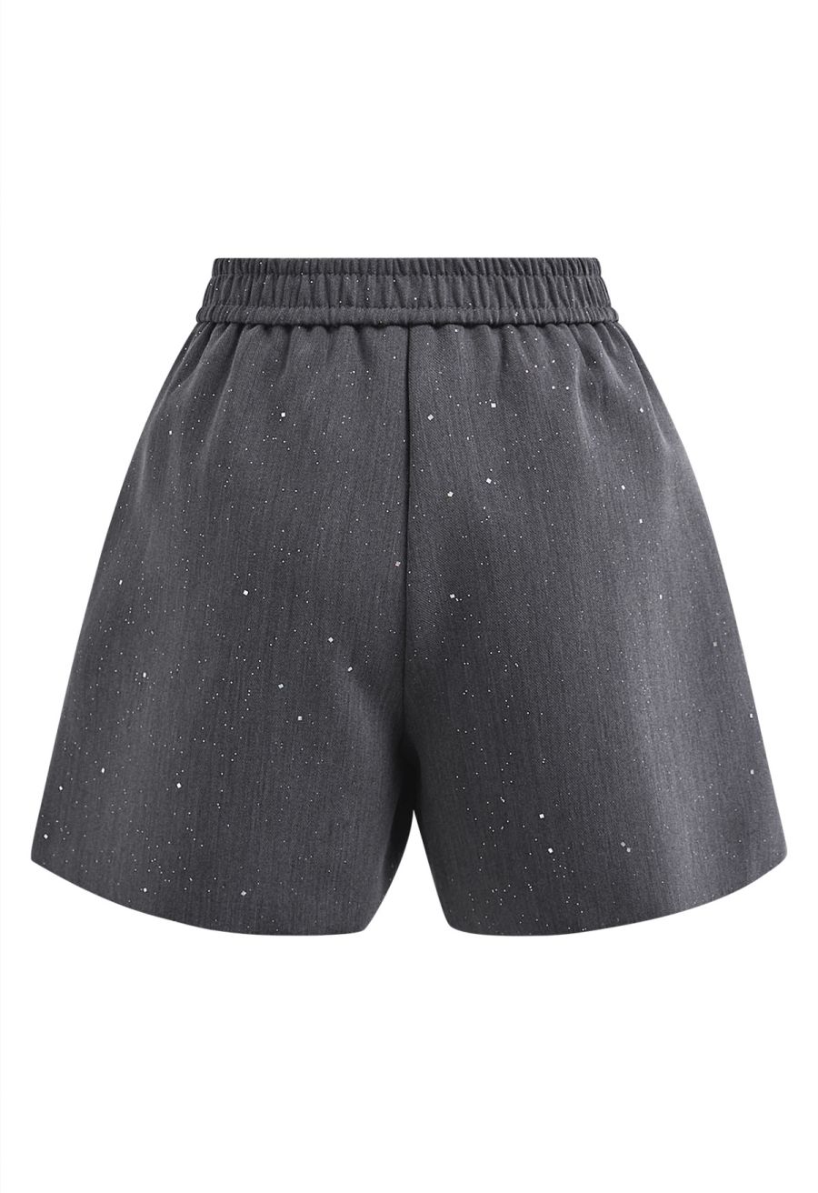 Gleaming Half Elasticated Waistband Shorts in Smoke