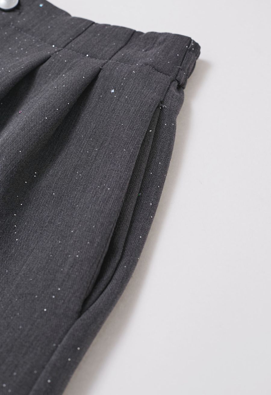 Gleaming Half Elasticated Waistband Shorts in Smoke