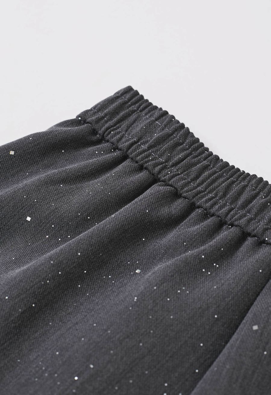 Gleaming Half Elasticated Waistband Shorts in Smoke