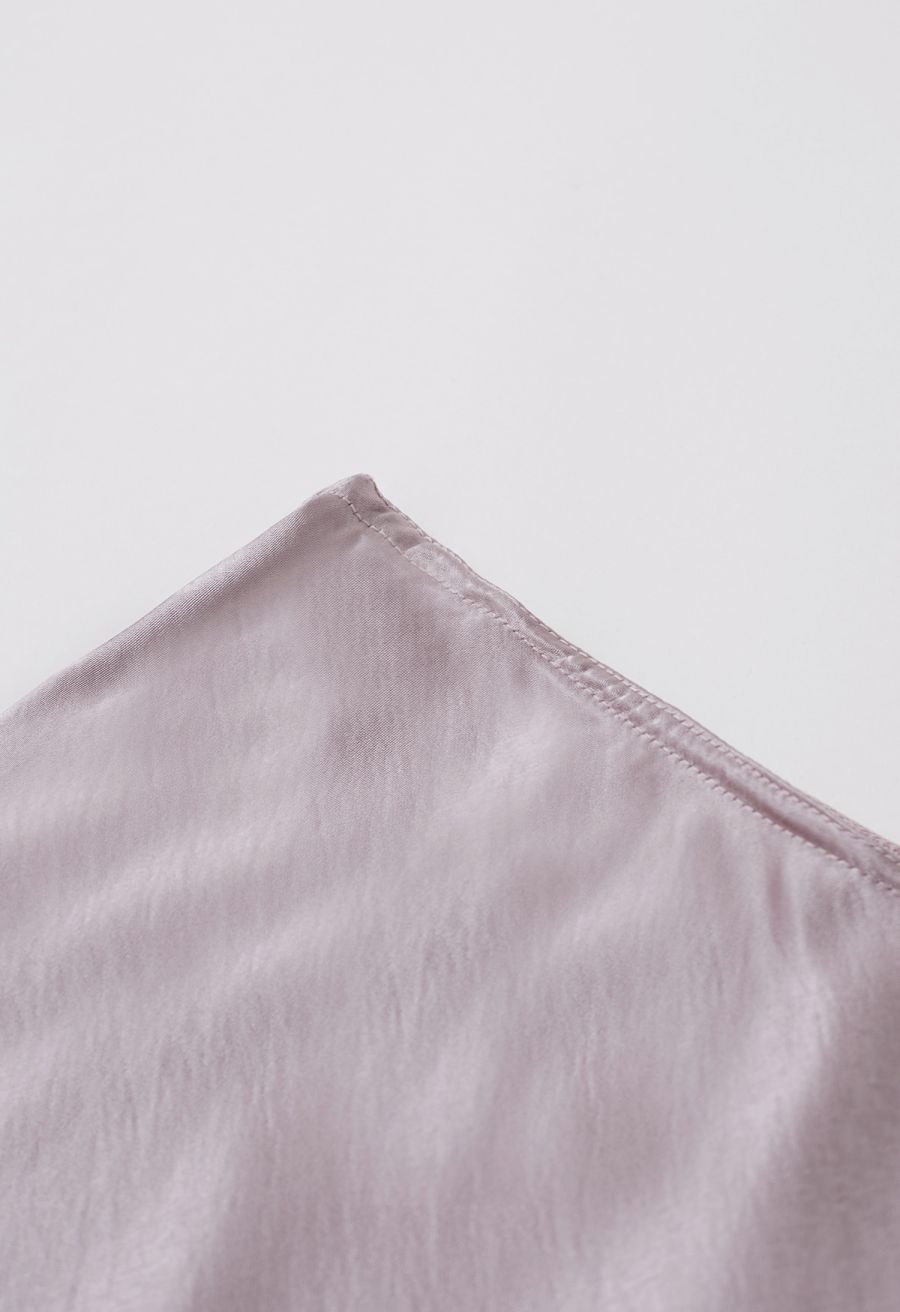 Luxurious Satin High Waist Seamed A-Lined Skirt in Mauve