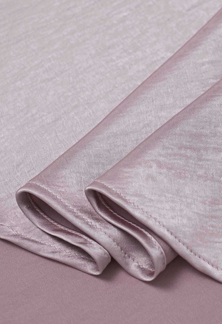 Luxurious Satin High Waist Seamed A-Lined Skirt in Mauve