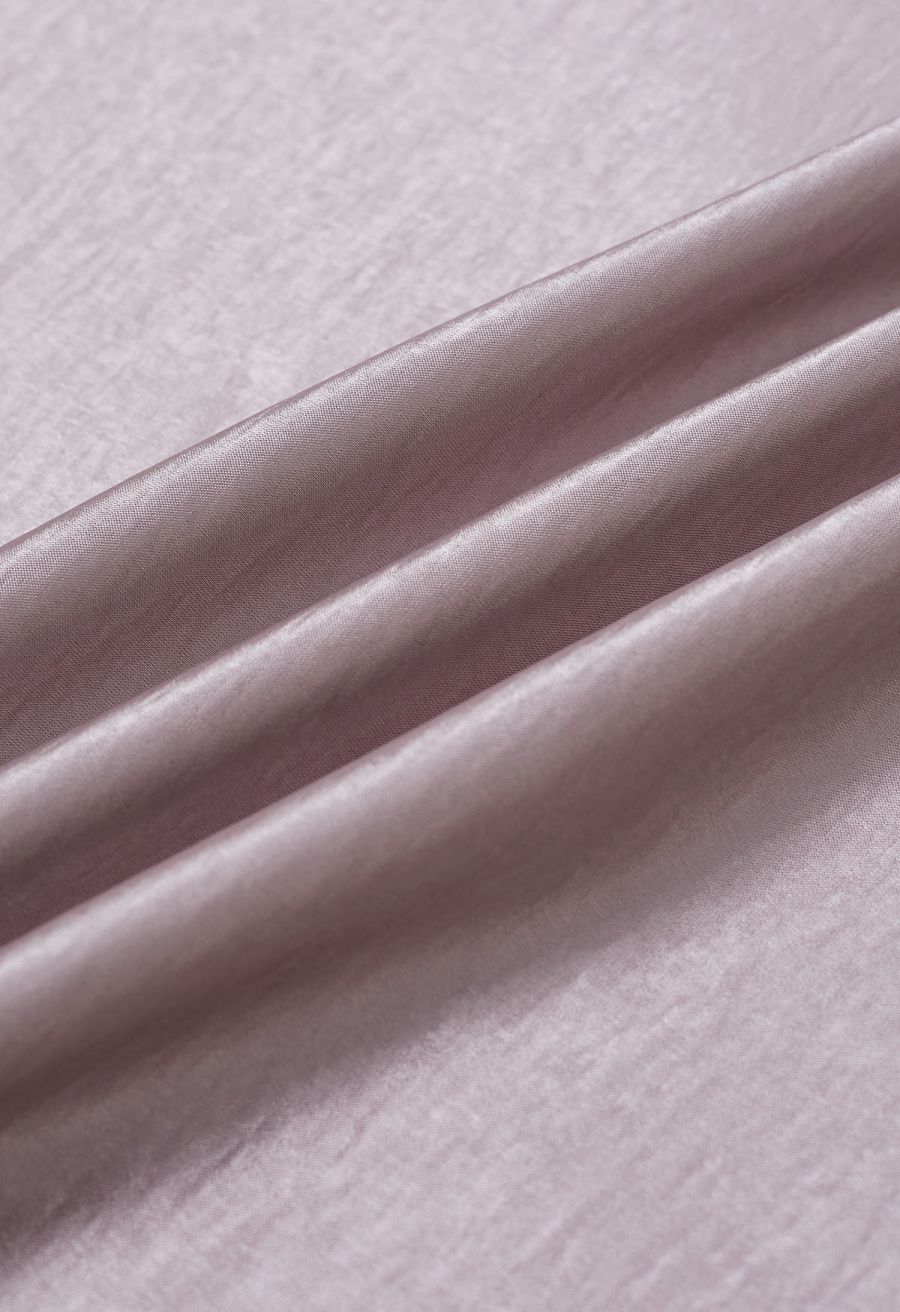 Luxurious Satin High Waist Seamed A-Lined Skirt in Mauve
