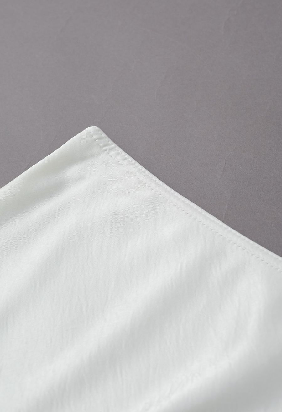 Luxurious Satin High Waist Seamed A-Lined Skirt in Ivory