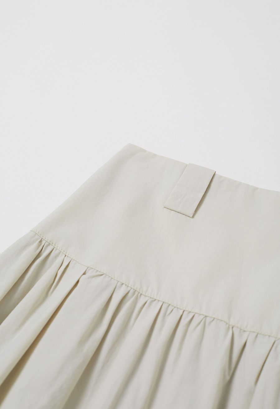 Solid High Waist Belted Cotton Maxi Skirt in Sand