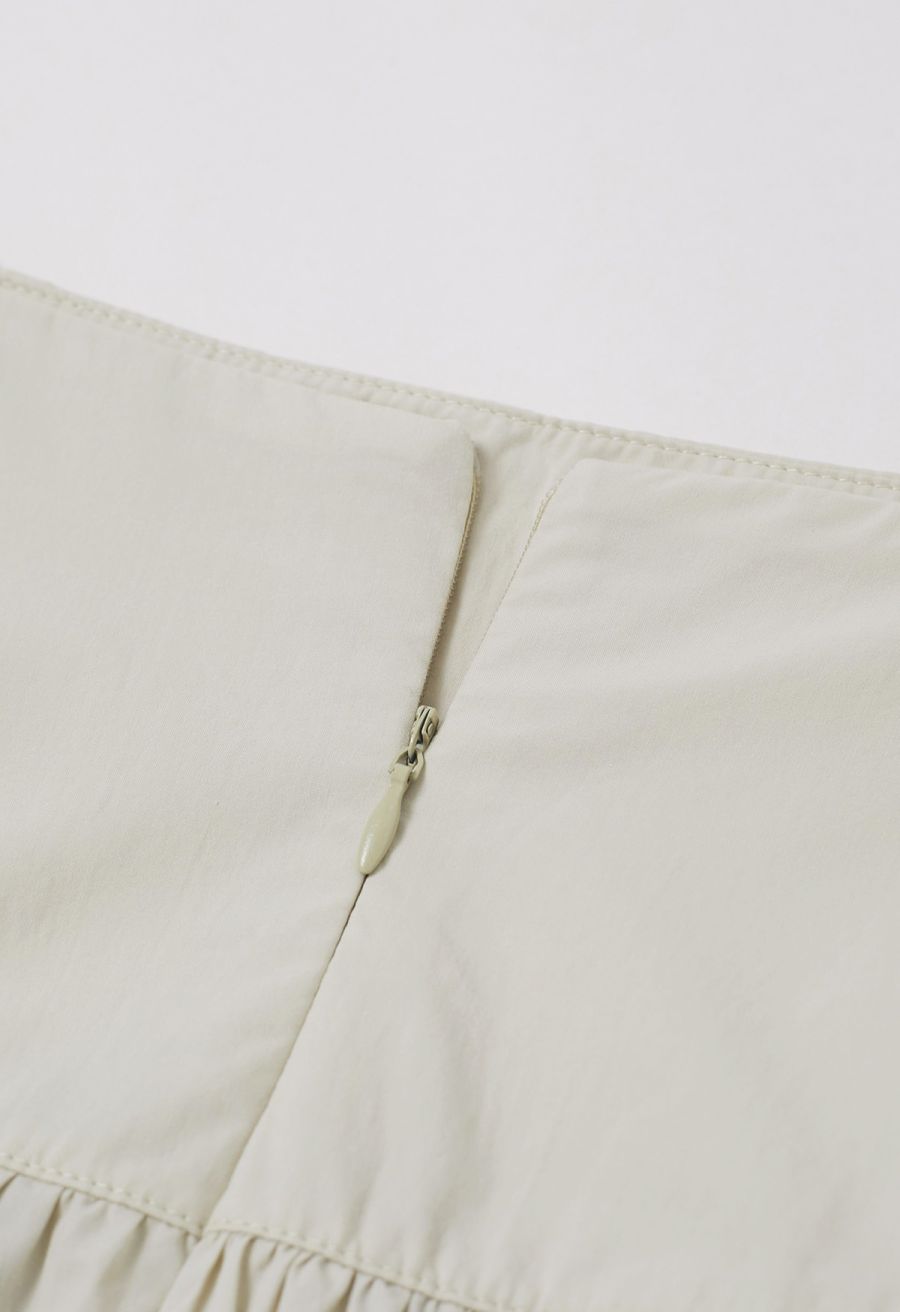 Solid High Waist Belted Cotton Maxi Skirt in Sand