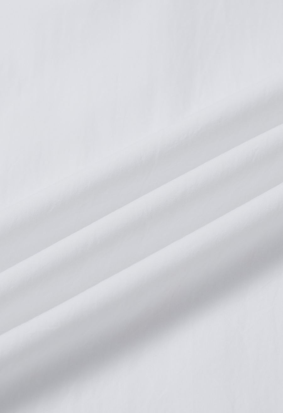 Solid High Waist Belted Cotton Maxi Skirt in White