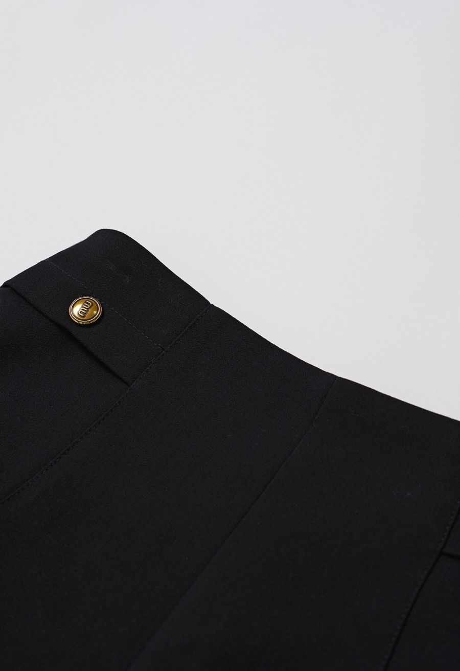 Stylish Golden Button Decor Shorts in Black