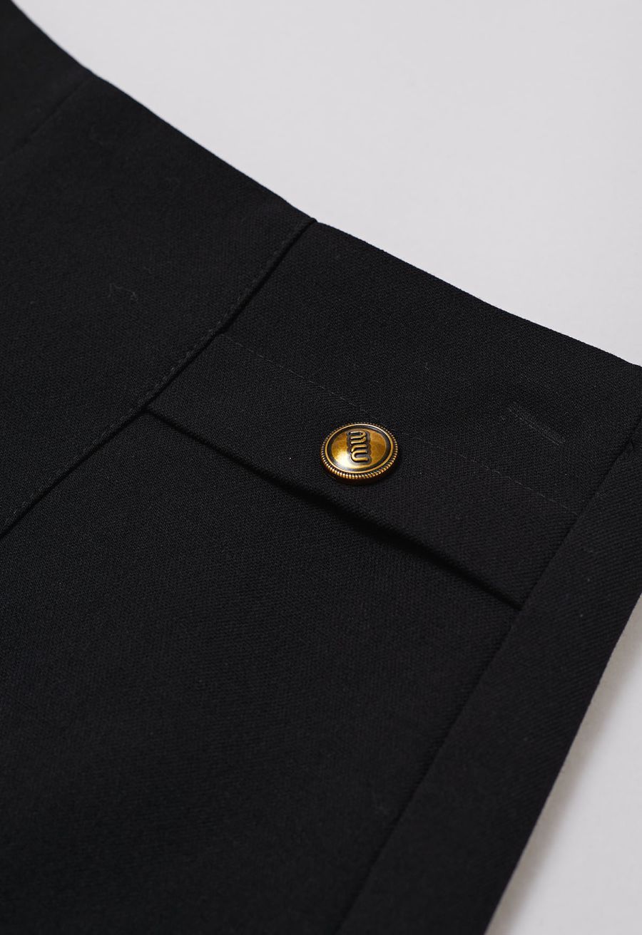 Stylish Golden Button Decor Shorts in Black