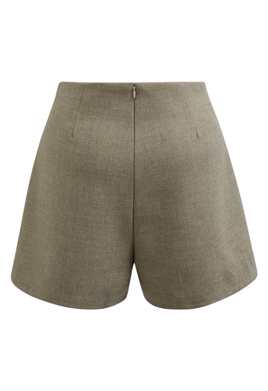 Stylish Golden Button Decor Shorts in Olive