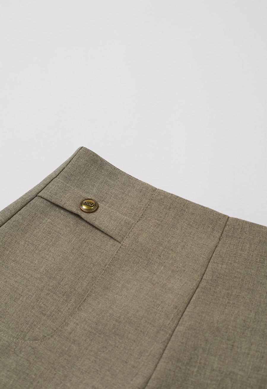 Stylish Golden Button Decor Shorts in Olive