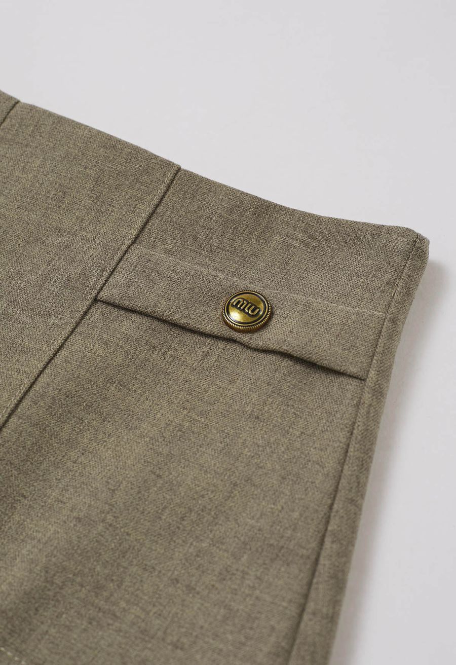 Stylish Golden Button Decor Shorts in Olive