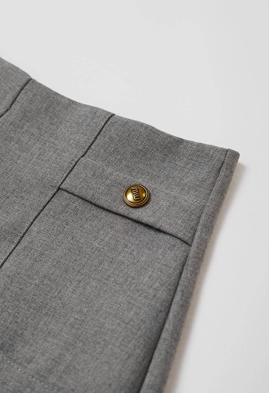 Stylish Golden Button Decor Shorts in Grey