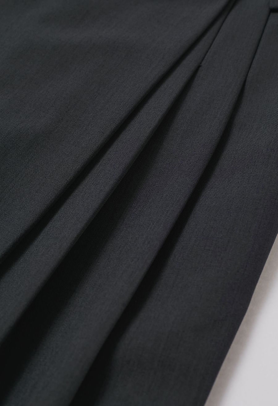 Removable Sarong Pleat Wide-Leg Pants in Smoke