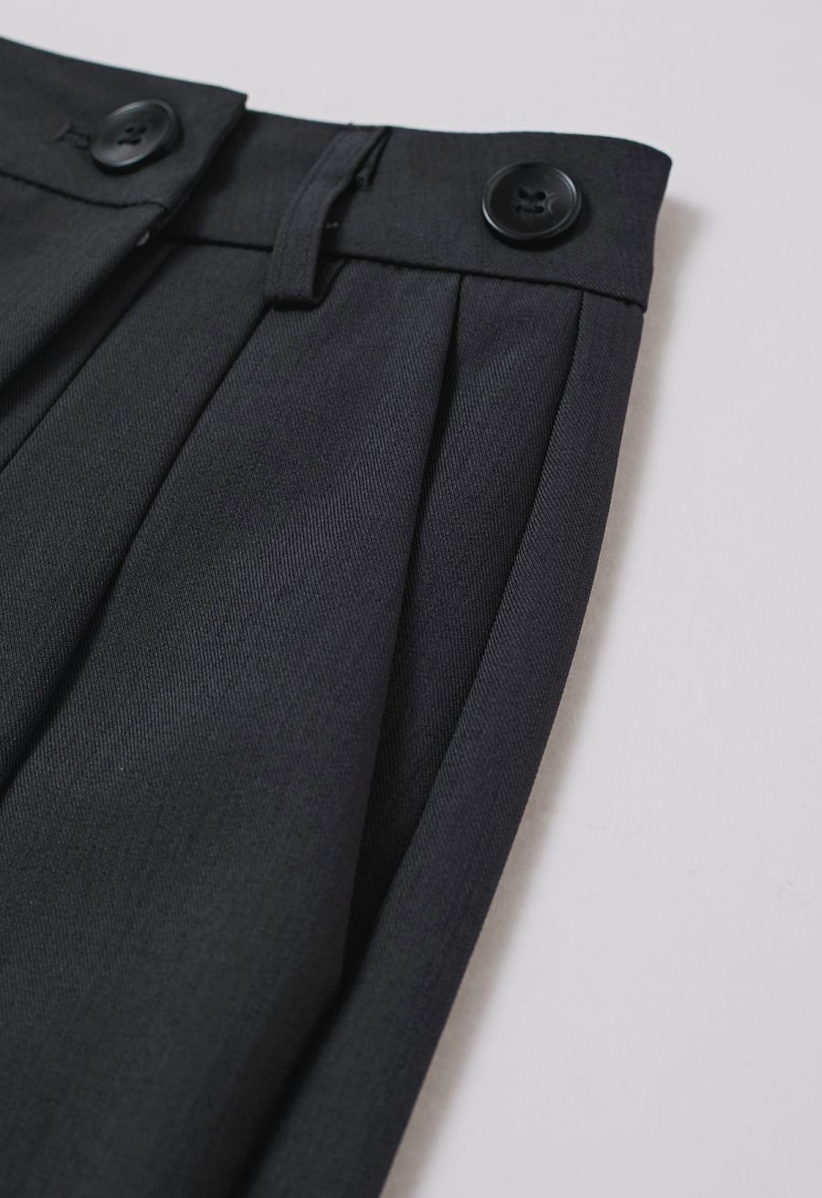 Removable Sarong Pleat Wide-Leg Pants in Smoke