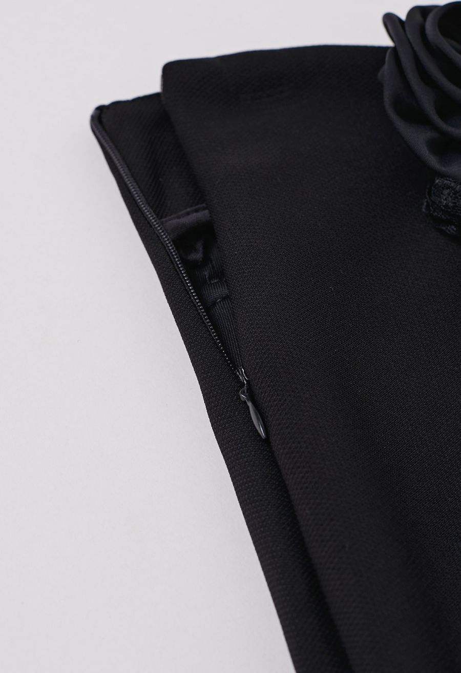 Decorative Rose Lace Sash Flare Leg Pants