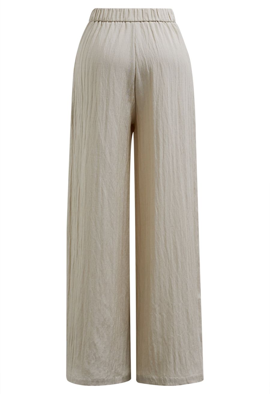 Everyday Ease Linen-Blend Wide-Leg Pants in Khaki