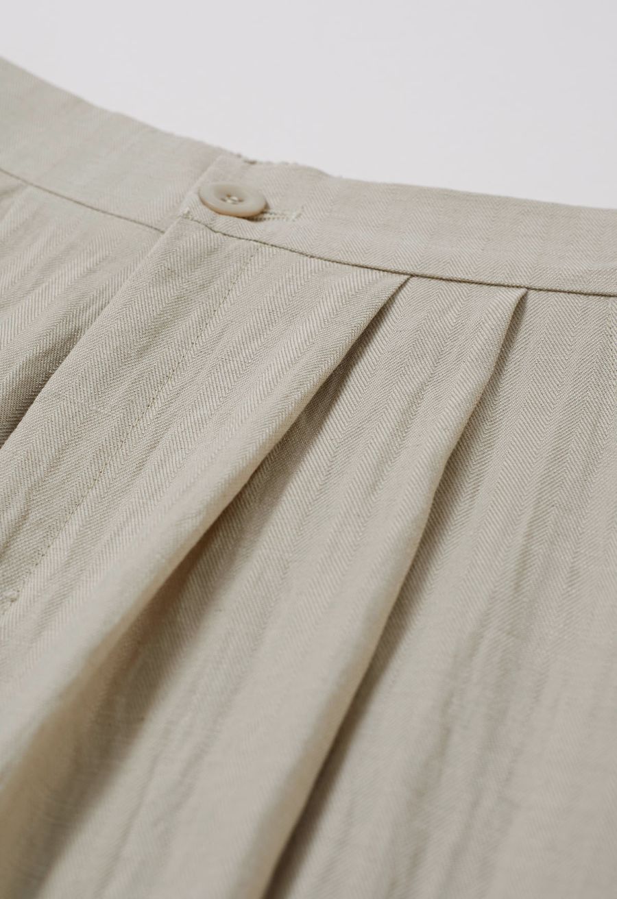Everyday Ease Linen-Blend Wide-Leg Pants in Khaki