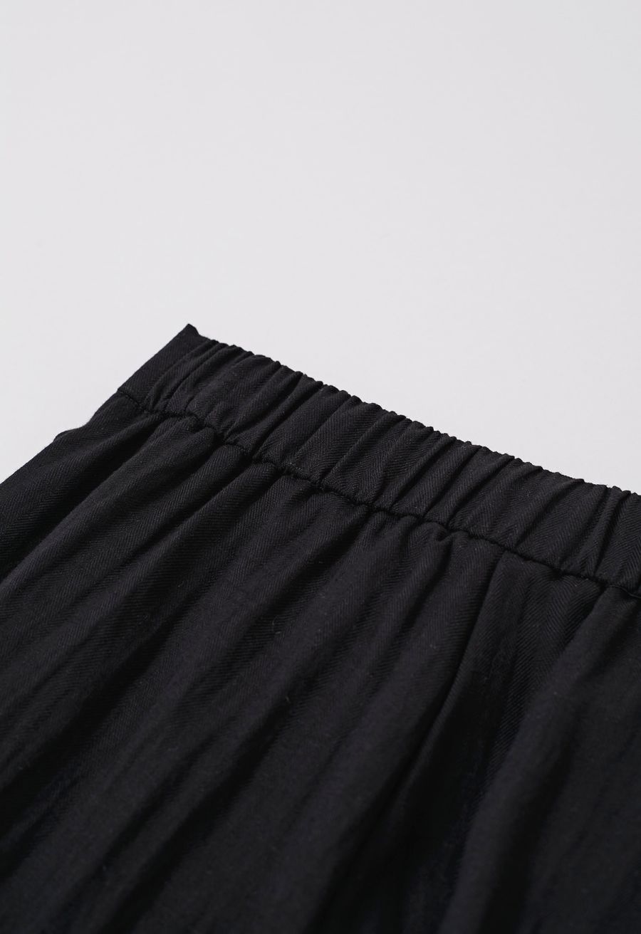 Everyday Ease Linen-Blend Wide-Leg Pants in Black
