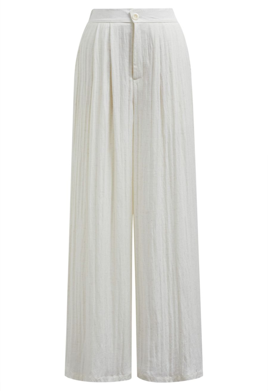 Everyday Ease Linen-Blend Wide-Leg Pants in Ivory