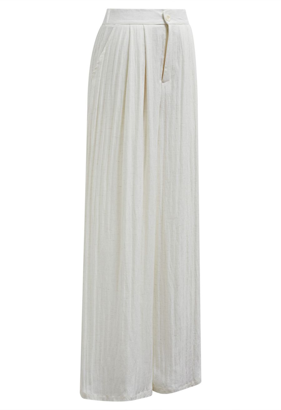 Everyday Ease Linen-Blend Wide-Leg Pants in Ivory