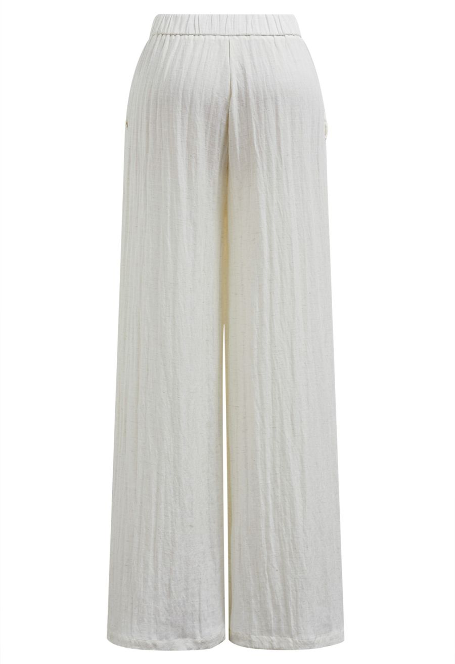 Everyday Ease Linen-Blend Wide-Leg Pants in Ivory