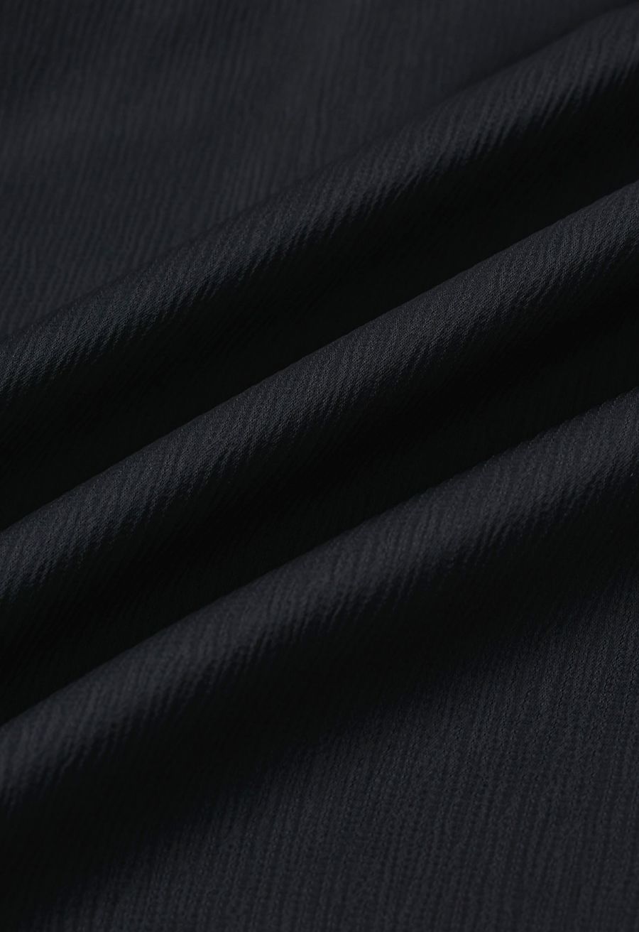 Whimsical Puff Sleeve V-Neck Top in Black