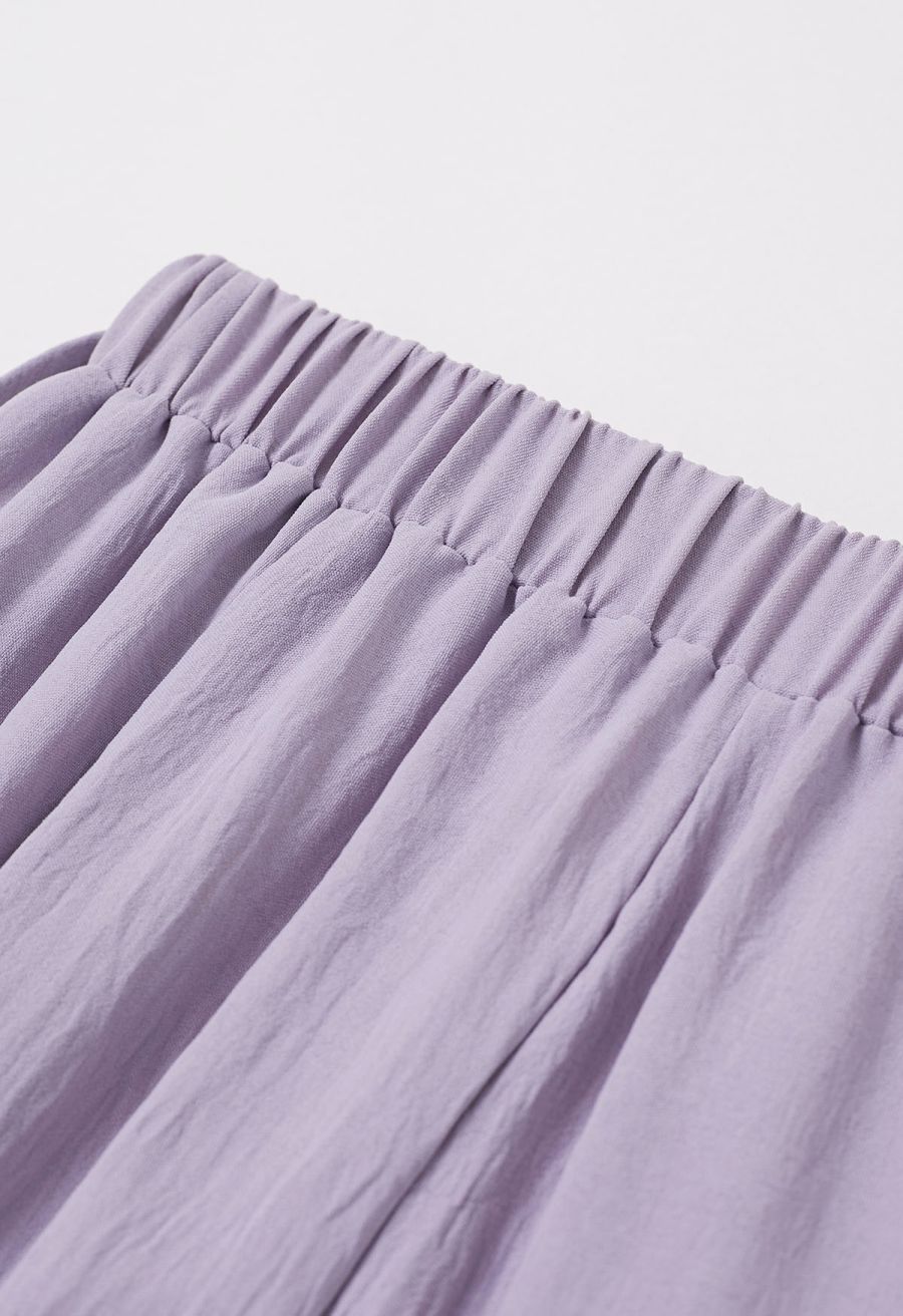Tie-Waist Panel Asymmetric Midi Skirt in Lilac