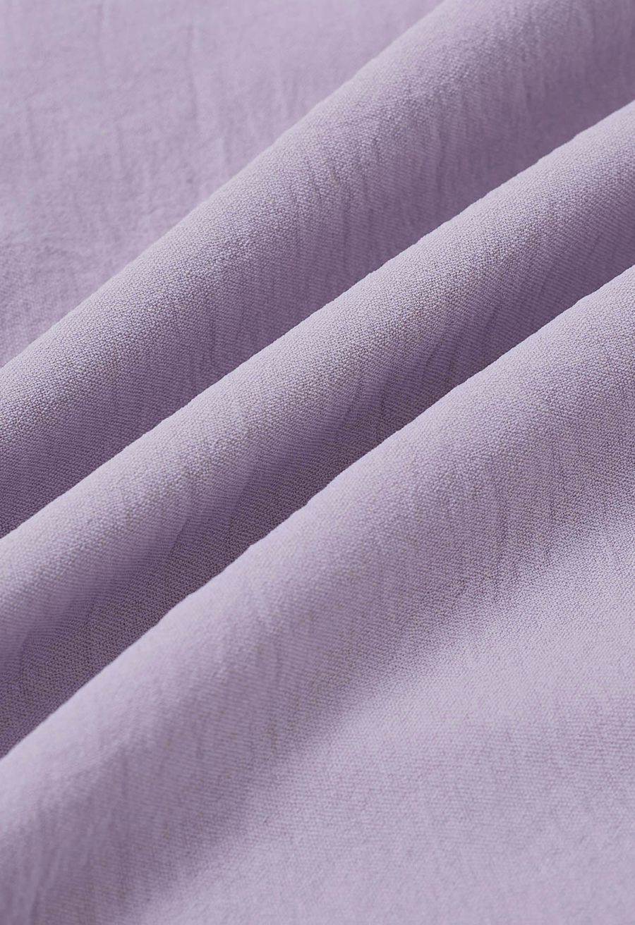Tie-Waist Panel Asymmetric Midi Skirt in Lilac