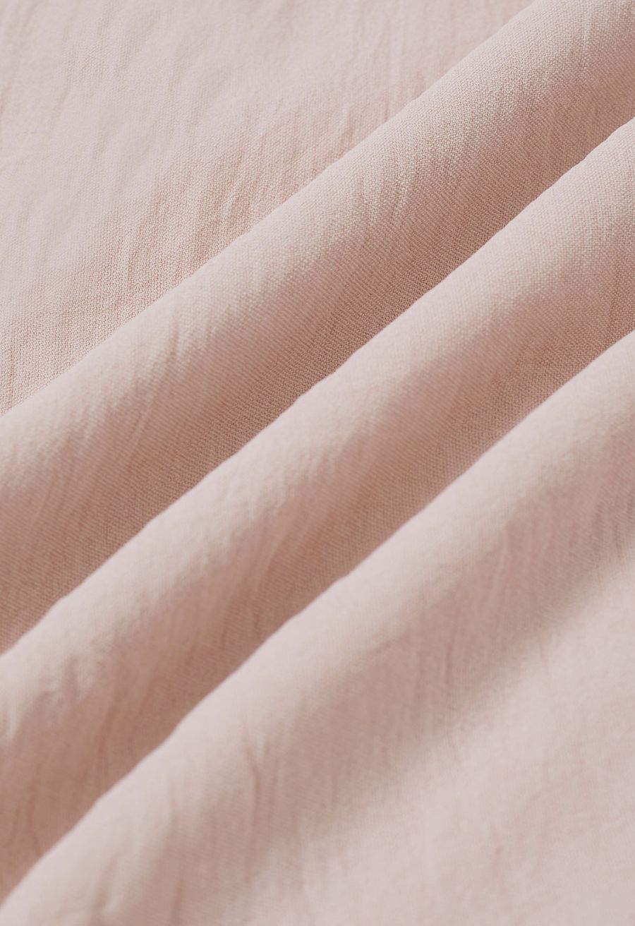 Tie-Waist Panel Asymmetric Midi Skirt in Dusty Pink