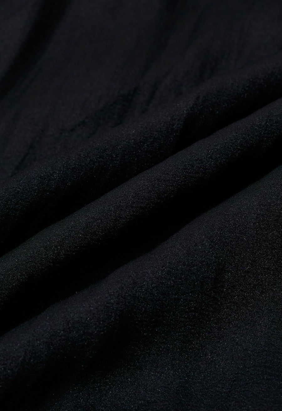 Open Back Ruffle Halter Neck Maxi Dress in Black