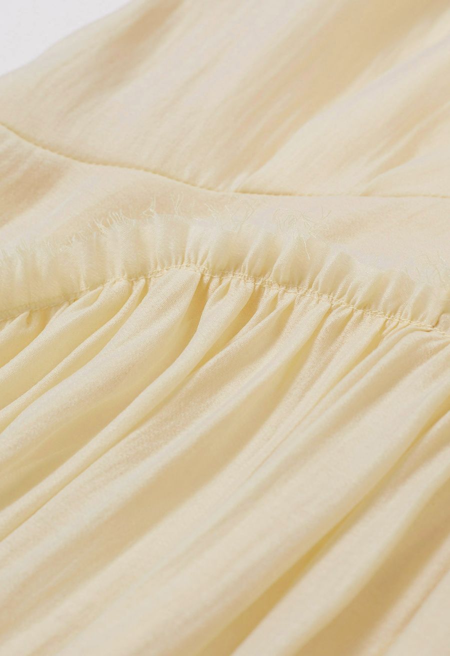 Open Back Ruffle Halter Neck Maxi Dress in Apricot