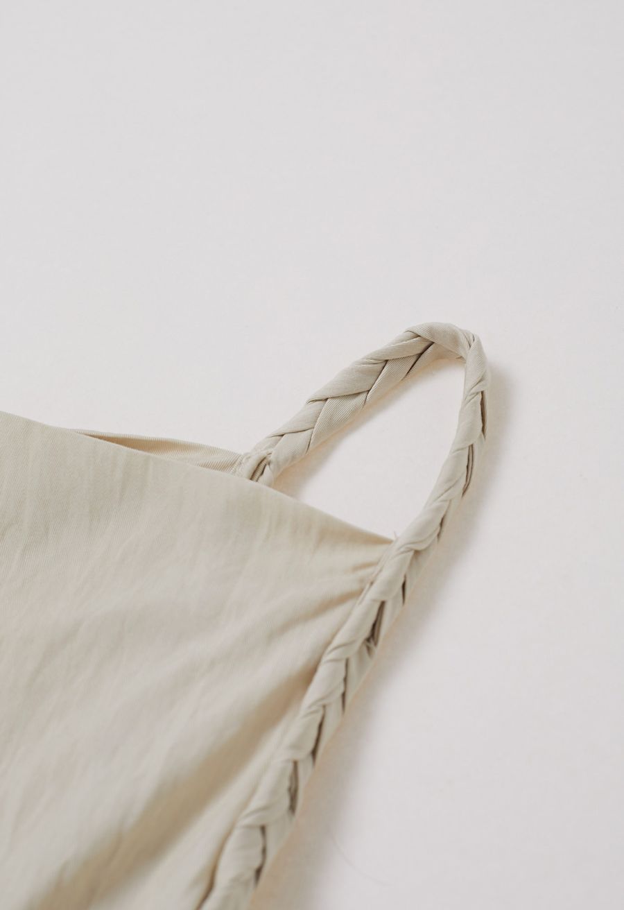 Asymmetric Shoulder Ruched Top and Wide-Leg Pants Set in Cream