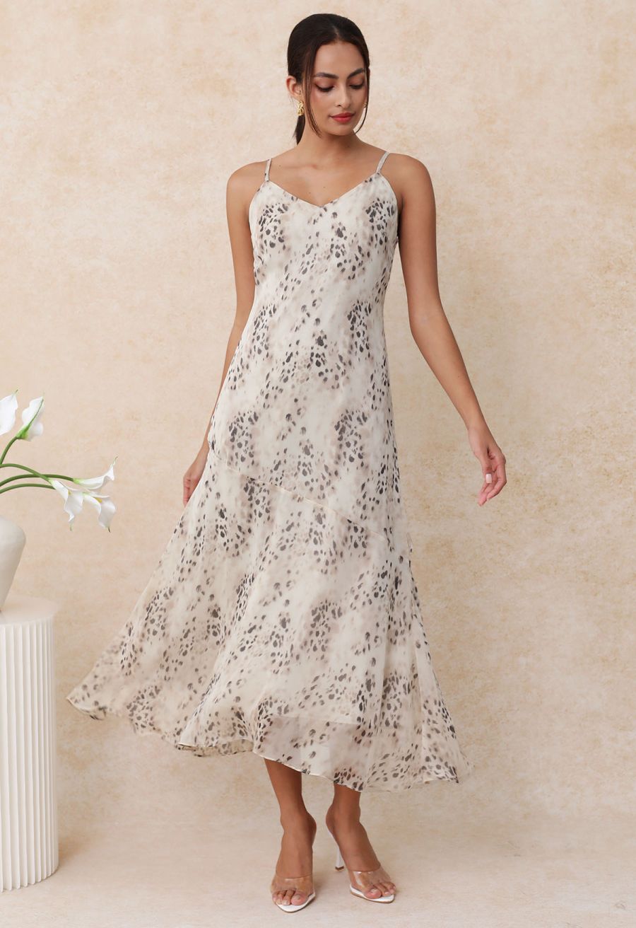 Leopard Shadows Chiffon Cami Dress