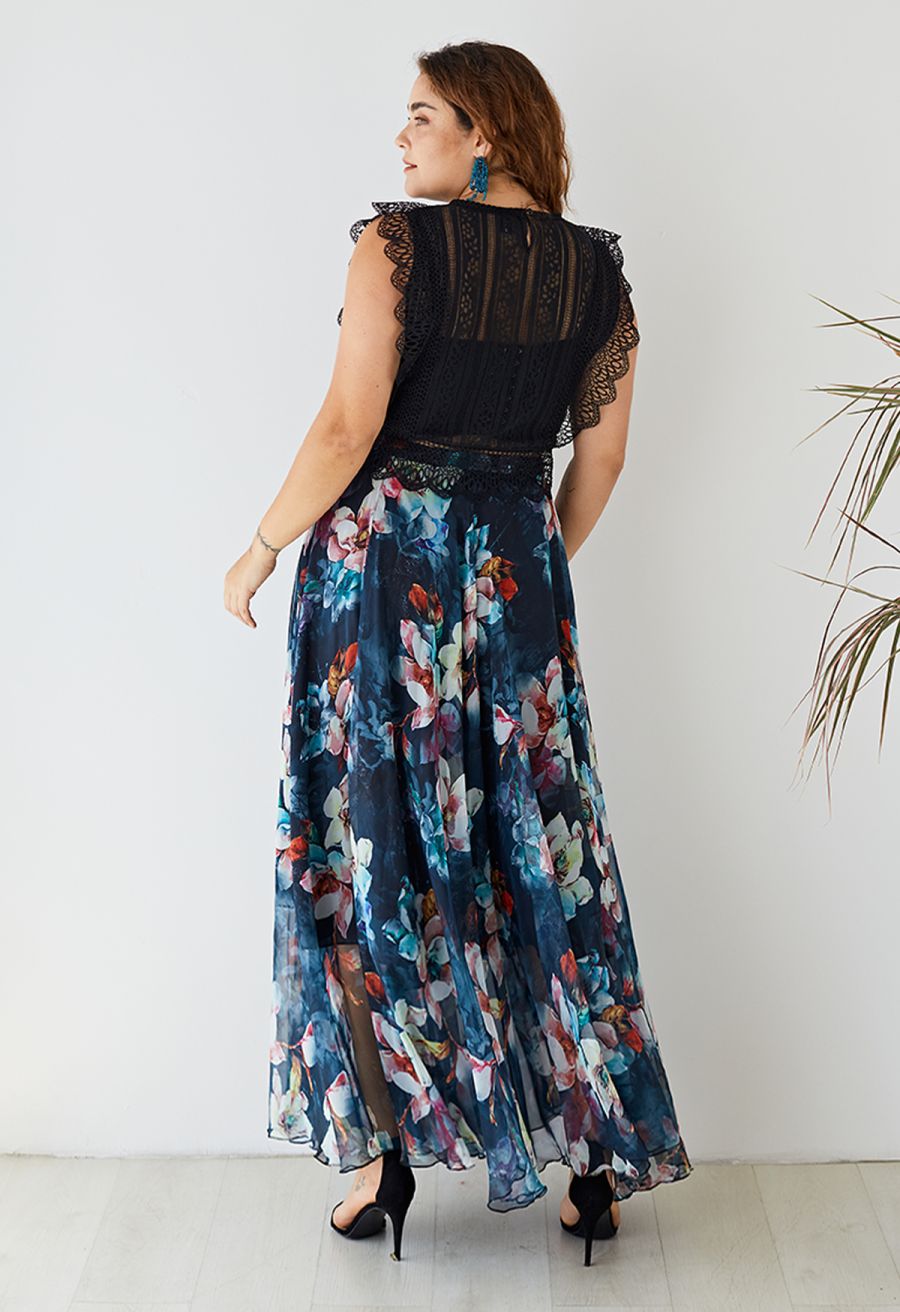 Flowy Floral Chiffon Maxi Skirt
