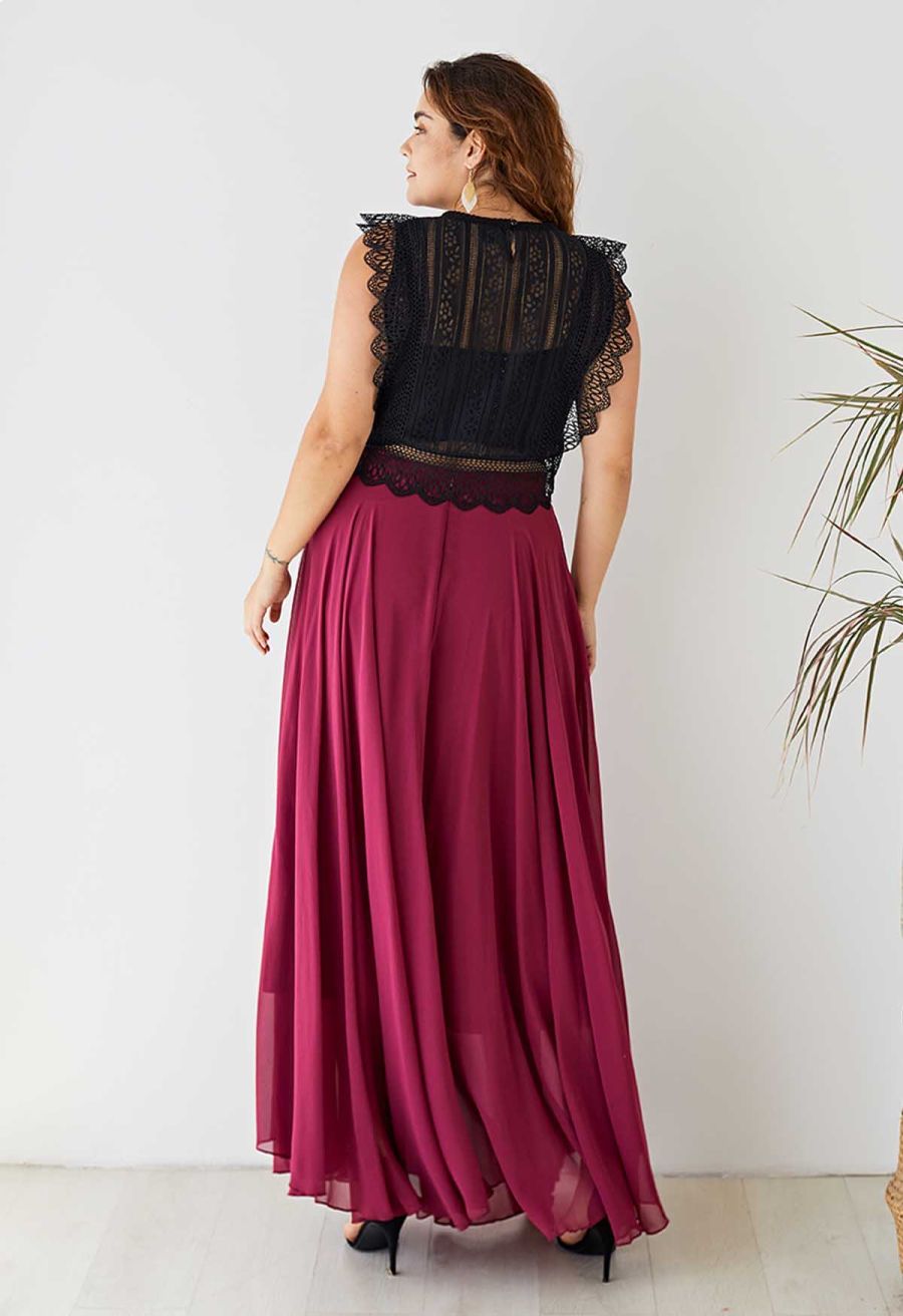 Timeless Favorite Chiffon Maxi Skirt in Wine