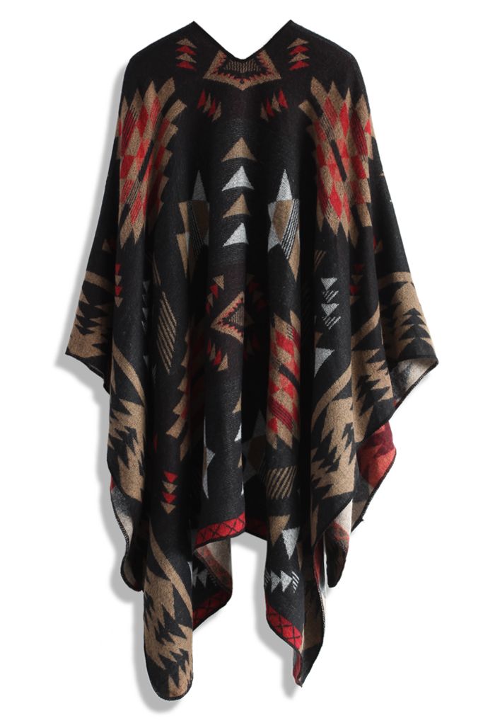 Chic Aztec Blanket Cape